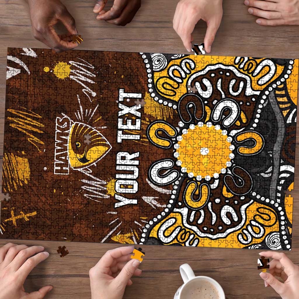 Personalized Hawthorn Hawks Puzzle Aboriginal Dot Painting Graffiti Style