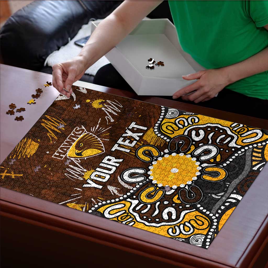 Personalized Hawthorn Hawks Puzzle Aboriginal Dot Painting Graffiti Style