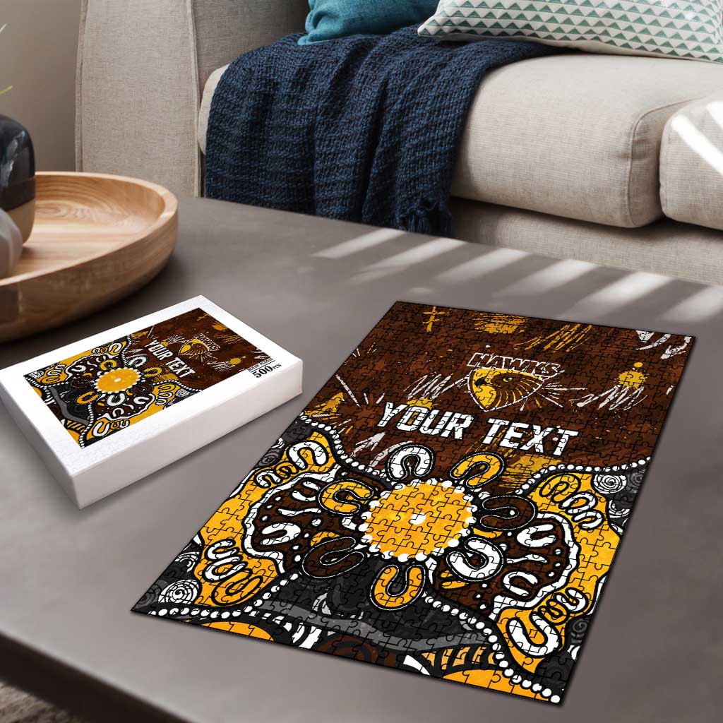 Personalized Hawthorn Hawks Puzzle Aboriginal Dot Painting Graffiti Style