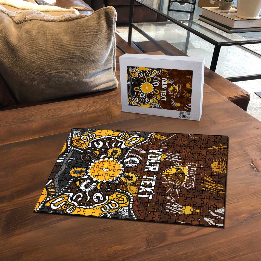 Personalized Hawthorn Hawks Puzzle Aboriginal Dot Painting Graffiti Style