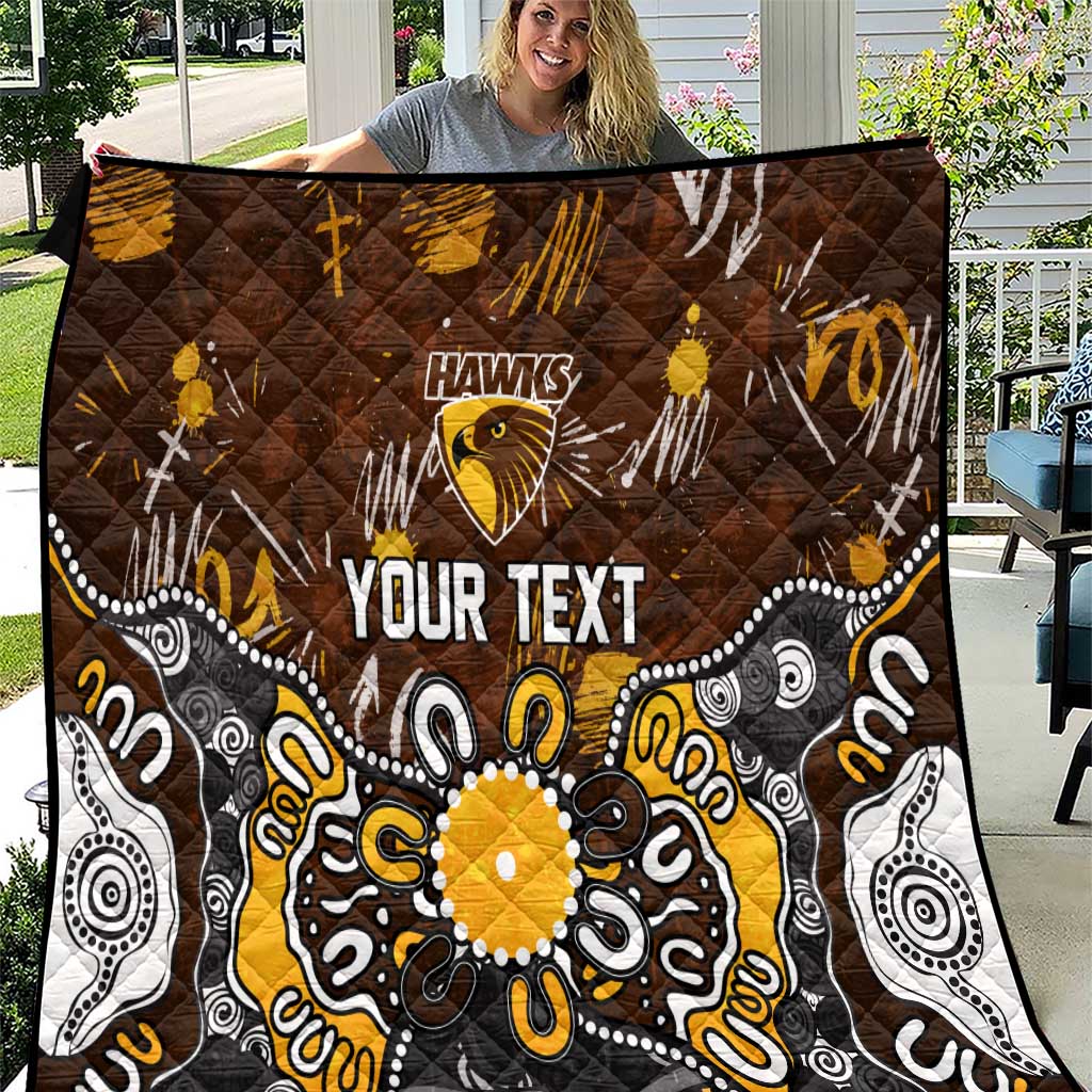 Personalized Hawthorn Hawks Quilt Aboriginal Dot Painting Graffiti Style