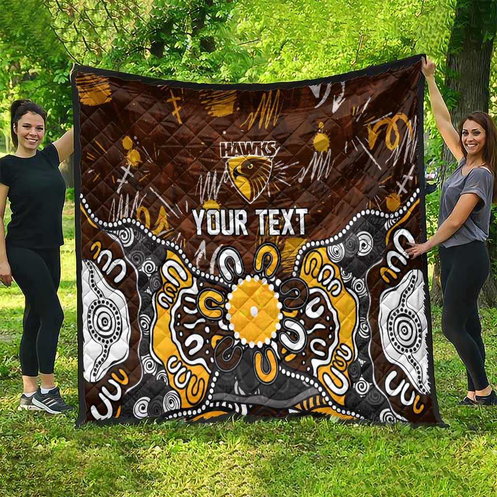 Personalized Hawthorn Hawks Quilt Aboriginal Dot Painting Graffiti Style