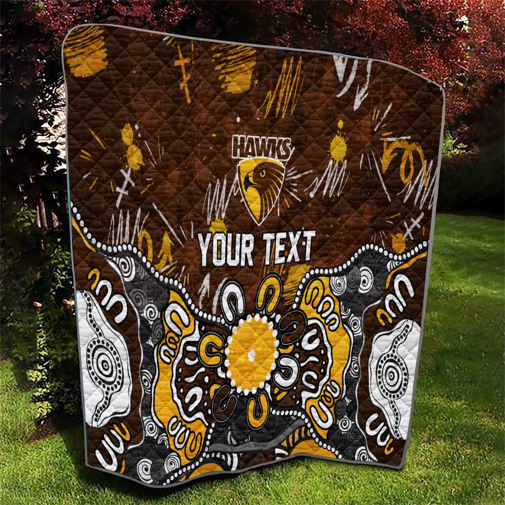 Personalized Hawthorn Hawks Quilt Aboriginal Dot Painting Graffiti Style