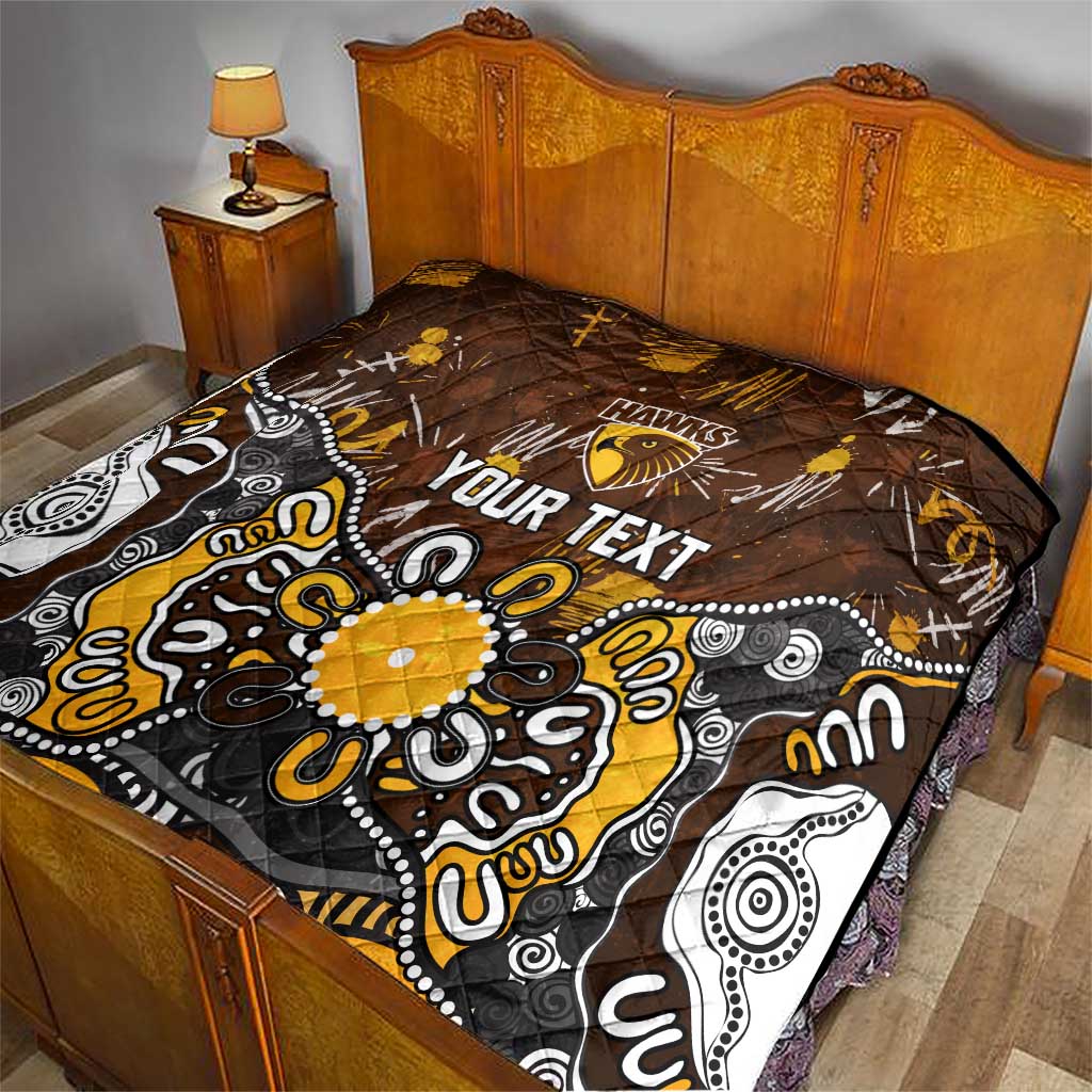 Personalized Hawthorn Hawks Quilt Aboriginal Dot Painting Graffiti Style