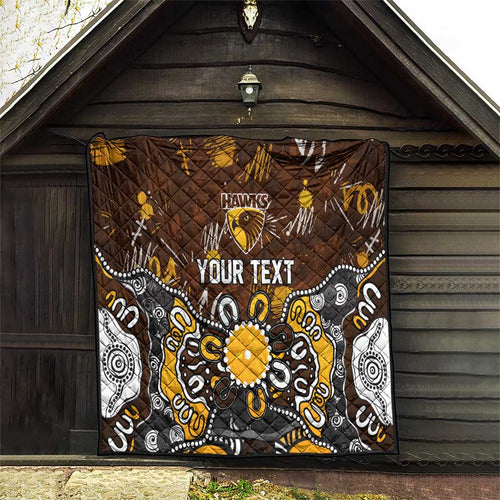 Personalized Hawthorn Hawks Quilt Aboriginal Dot Painting Graffiti Style
