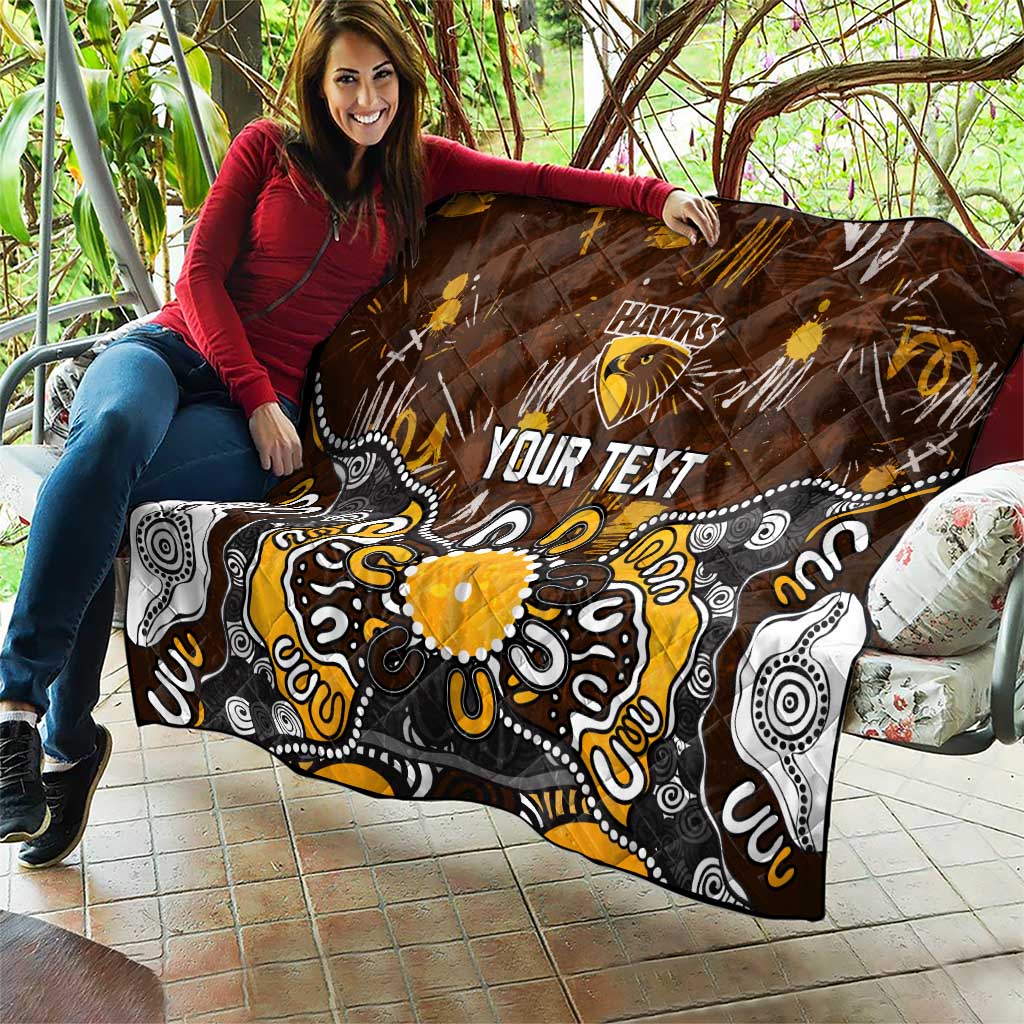 Personalized Hawthorn Hawks Quilt Aboriginal Dot Painting Graffiti Style
