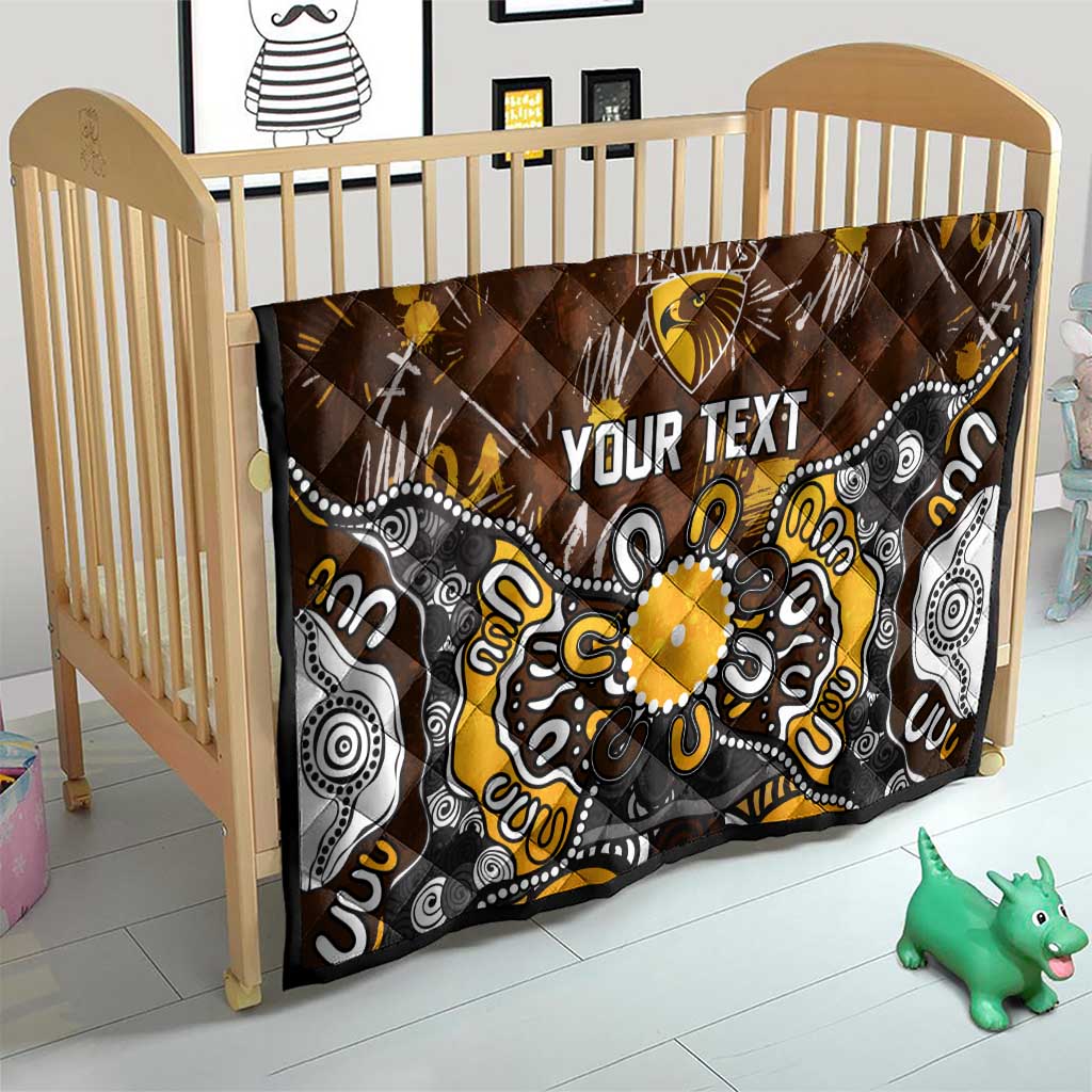 Personalized Hawthorn Hawks Quilt Aboriginal Dot Painting Graffiti Style