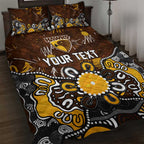 Personalized Hawthorn Hawks Quilt Bed Set Aboriginal Dot Painting Graffiti Style