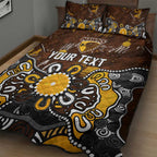 Personalized Hawthorn Hawks Quilt Bed Set Aboriginal Dot Painting Graffiti Style