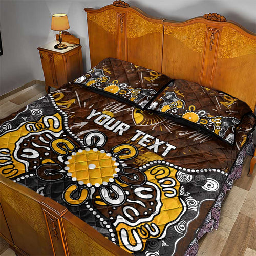 Personalized Hawthorn Hawks Quilt Bed Set Aboriginal Dot Painting Graffiti Style