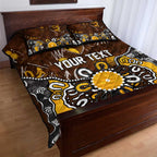 Personalized Hawthorn Hawks Quilt Bed Set Aboriginal Dot Painting Graffiti Style
