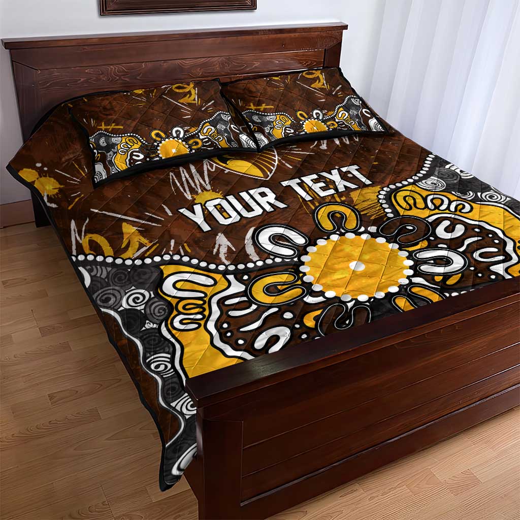 Personalized Hawthorn Hawks Quilt Bed Set Aboriginal Dot Painting Graffiti Style
