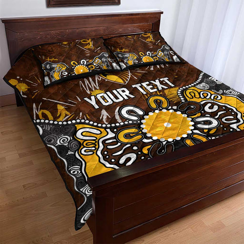 Personalized Hawthorn Hawks Quilt Bed Set Aboriginal Dot Painting Graffiti Style