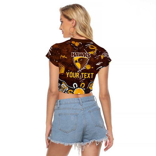 Personalized Hawthorn Hawks Raglan Cropped T Shirt Aboriginal Dot Painting Graffiti Style