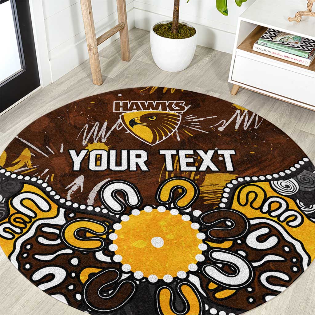 Personalized Hawthorn Hawks Round Carpet Aboriginal Dot Painting Graffiti Style