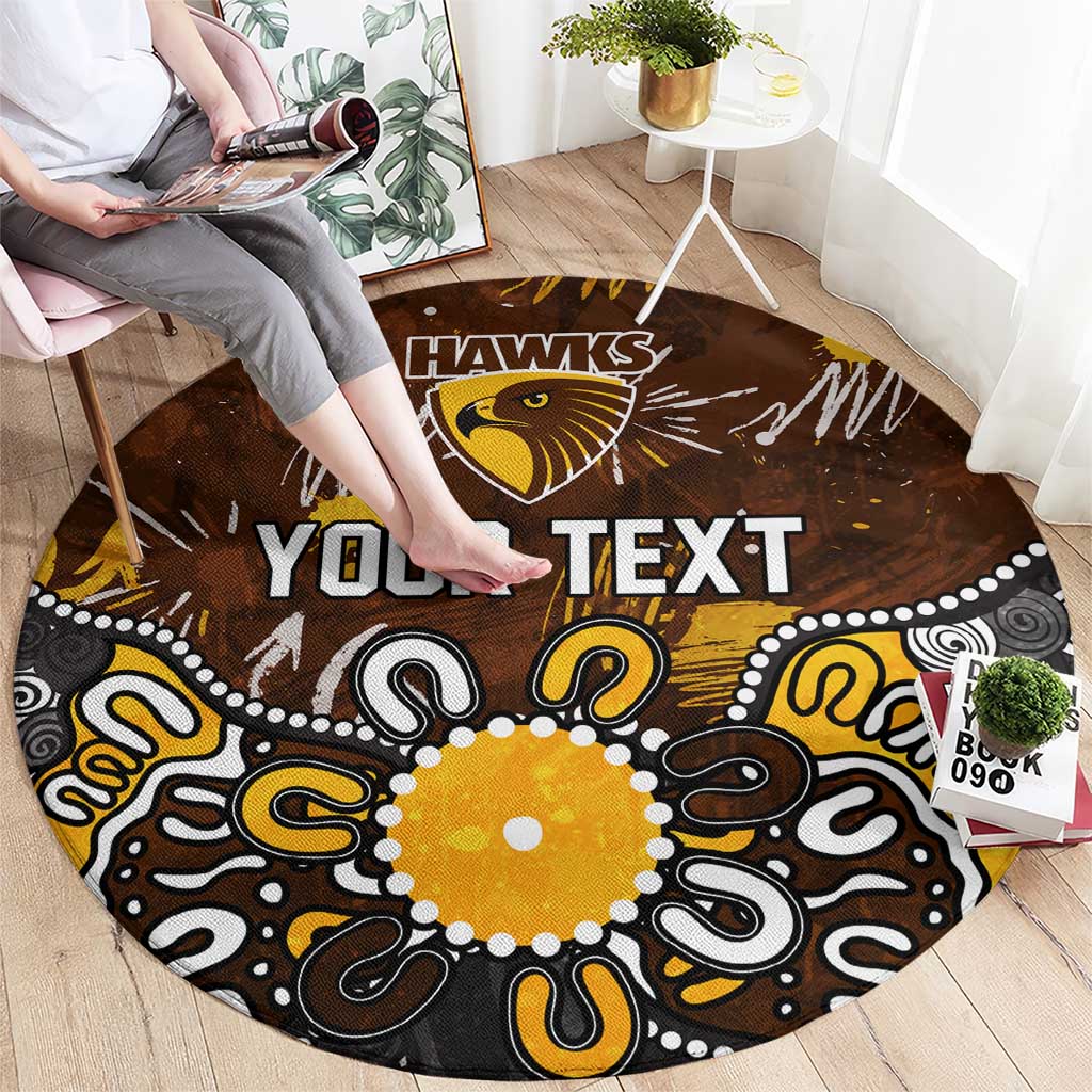 Personalized Hawthorn Hawks Round Carpet Aboriginal Dot Painting Graffiti Style