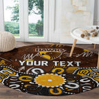 Personalized Hawthorn Hawks Round Carpet Aboriginal Dot Painting Graffiti Style
