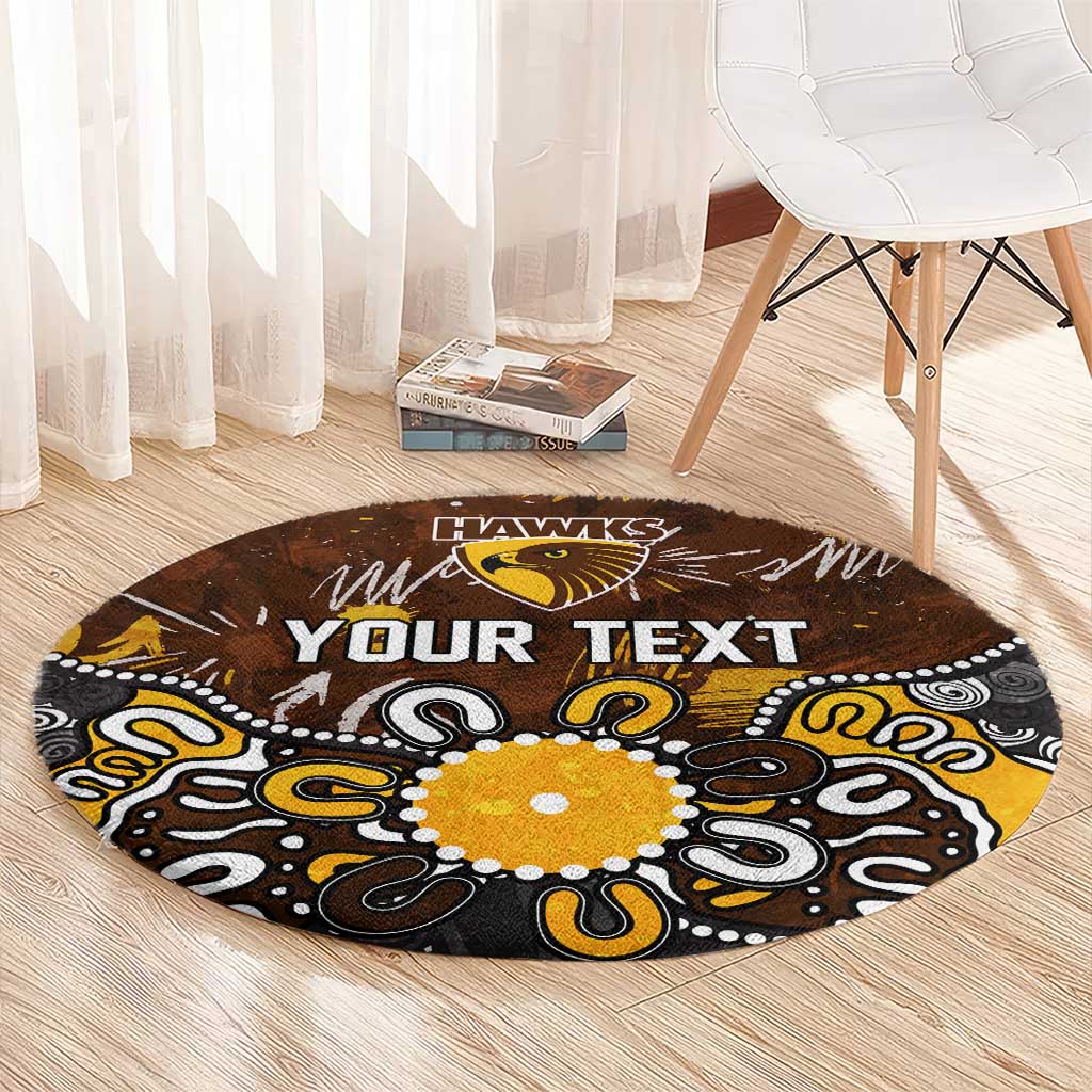 Personalized Hawthorn Hawks Round Carpet Aboriginal Dot Painting Graffiti Style