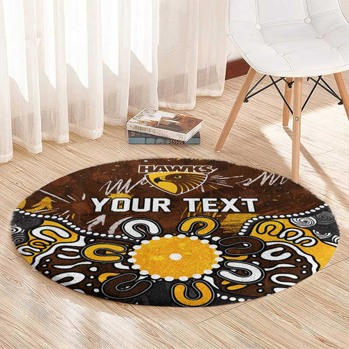 Personalized Hawthorn Hawks Round Carpet Aboriginal Dot Painting Graffiti Style