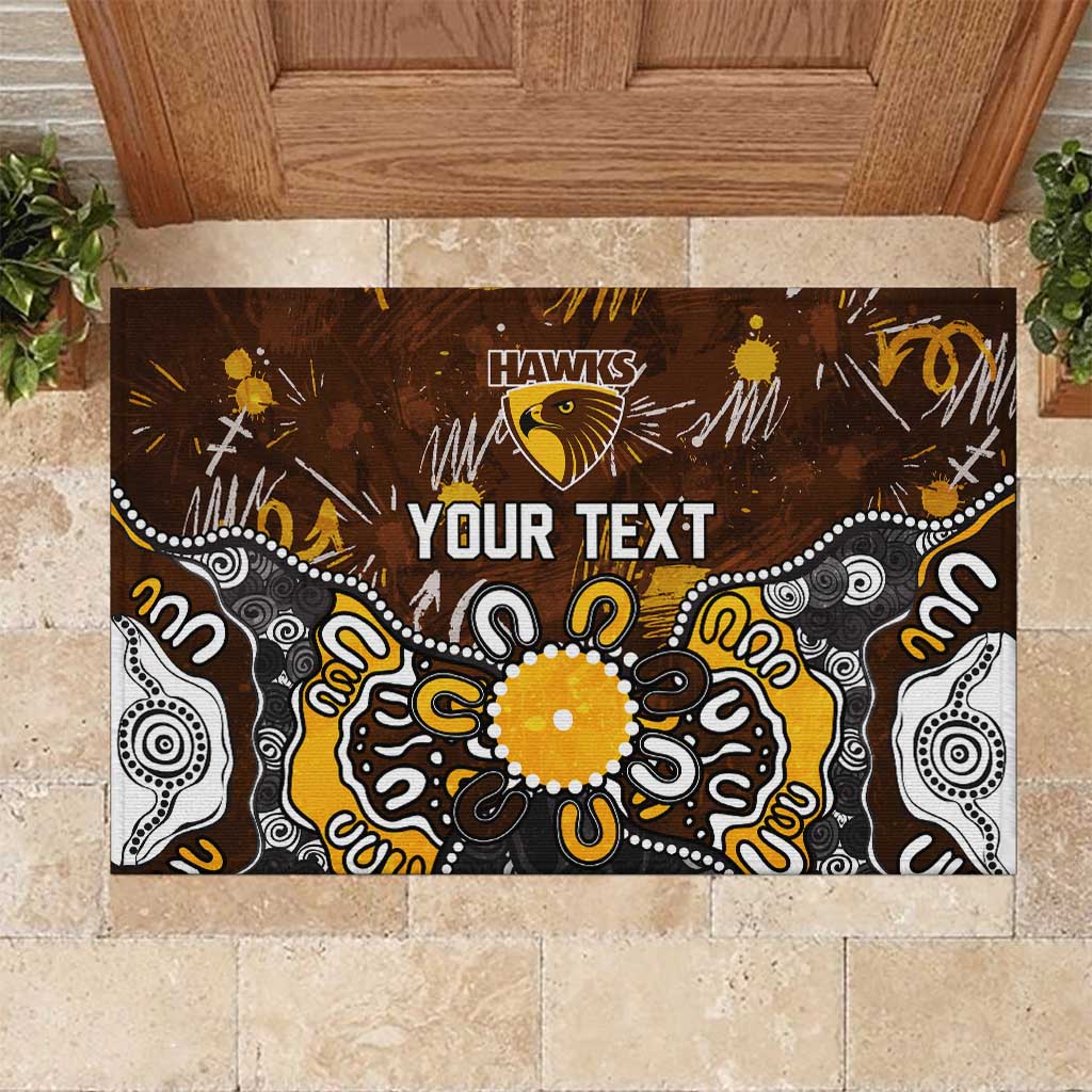 Personalized Hawthorn Hawks Rubber Doormat Aboriginal Dot Painting Graffiti Style
