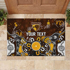 Personalized Hawthorn Hawks Rubber Doormat Aboriginal Dot Painting Graffiti Style