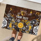 Personalized Hawthorn Hawks Rubber Doormat Aboriginal Dot Painting Graffiti Style