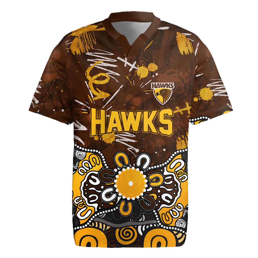 Personalized Hawthorn Hawks Rugby Jersey Aboriginal Dot Painting Graffiti Style