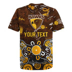 Personalized Hawthorn Hawks Rugby Jersey Aboriginal Dot Painting Graffiti Style