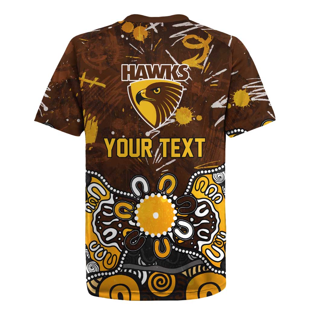 Personalized Hawthorn Hawks Rugby Jersey Aboriginal Dot Painting Graffiti Style