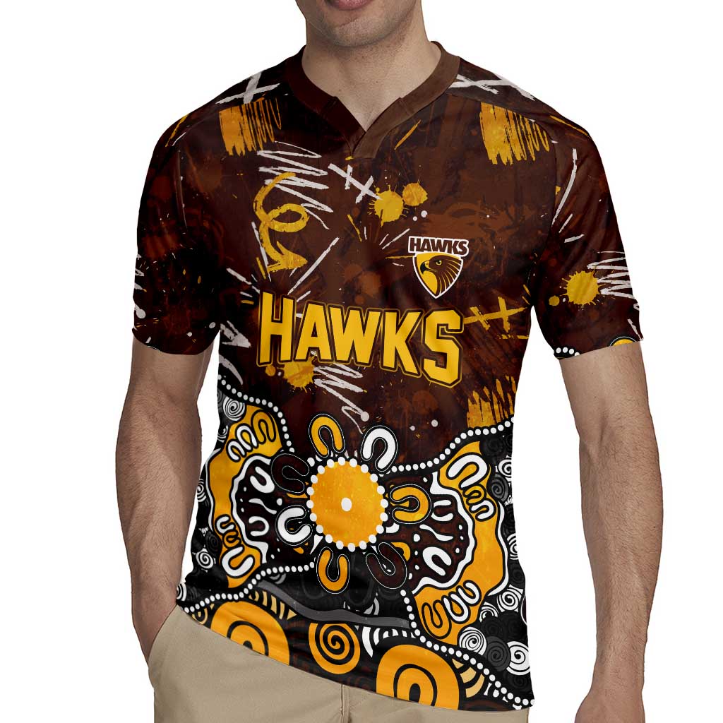 Personalized Hawthorn Hawks Rugby Jersey Aboriginal Dot Painting Graffiti Style