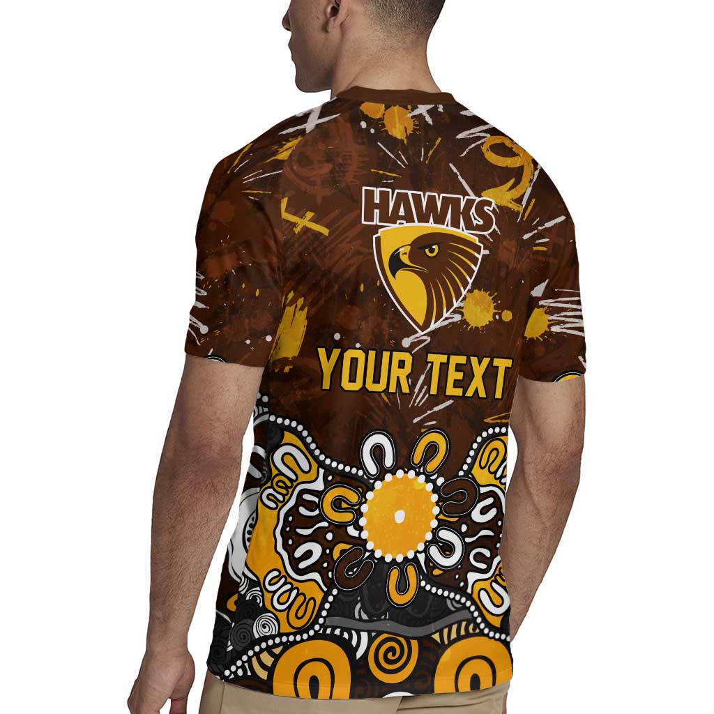 Personalized Hawthorn Hawks Rugby Jersey Aboriginal Dot Painting Graffiti Style