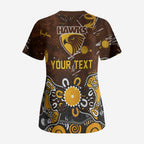 Personalized Hawthorn Hawks Scrub Top Aboriginal Dot Painting Graffiti Style