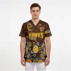 Personalized Hawthorn Hawks Scrub Top Aboriginal Dot Painting Graffiti Style