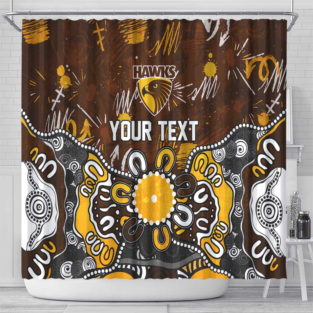 Personalized Hawthorn Hawks Shower Curtain Aboriginal Dot Painting Graffiti Style