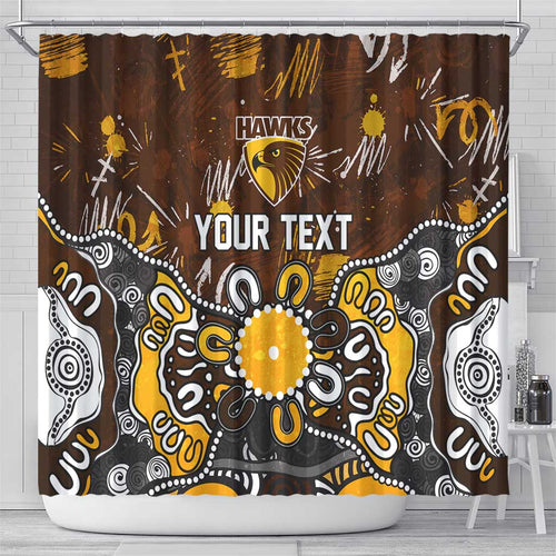 Personalized Hawthorn Hawks Shower Curtain Aboriginal Dot Painting Graffiti Style