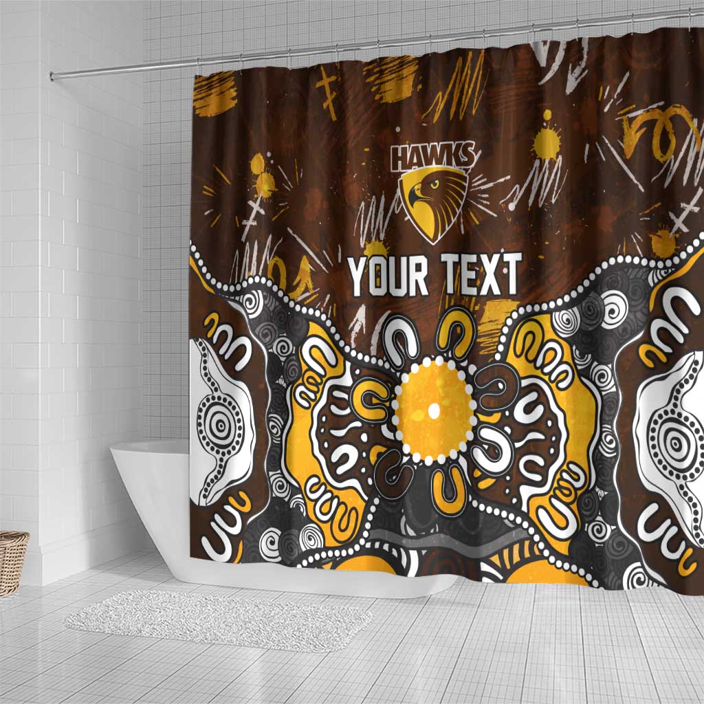 Personalized Hawthorn Hawks Shower Curtain Aboriginal Dot Painting Graffiti Style