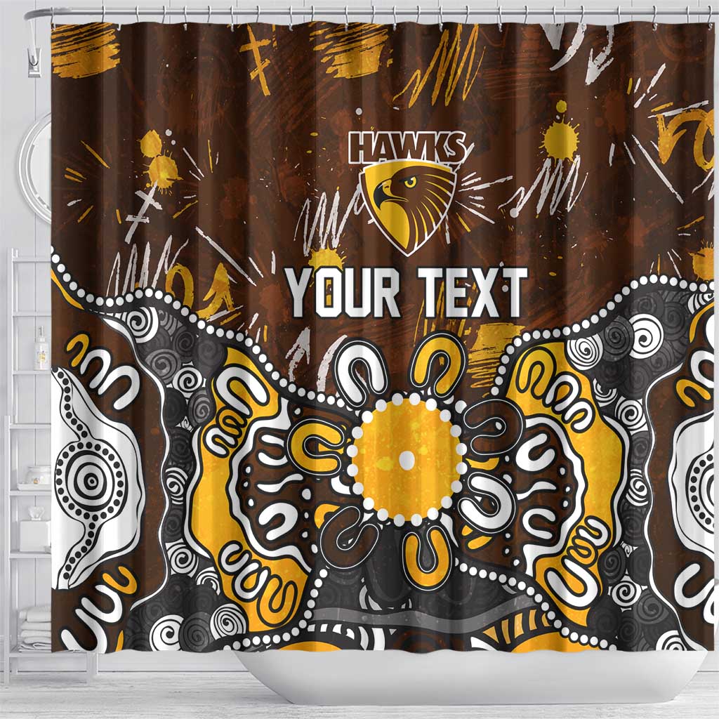 Personalized Hawthorn Hawks Shower Curtain Aboriginal Dot Painting Graffiti Style