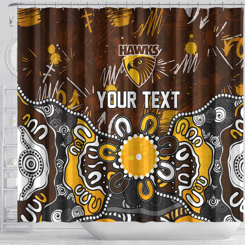 Personalized Hawthorn Hawks Shower Curtain Aboriginal Dot Painting Graffiti Style
