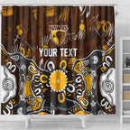 Personalized Hawthorn Hawks Shower Curtain Aboriginal Dot Painting Graffiti Style