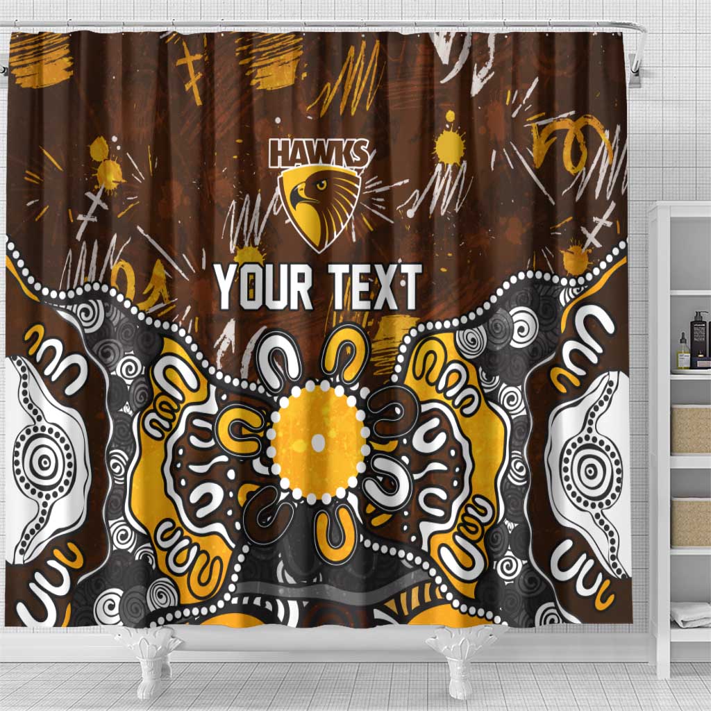 Personalized Hawthorn Hawks Shower Curtain Aboriginal Dot Painting Graffiti Style