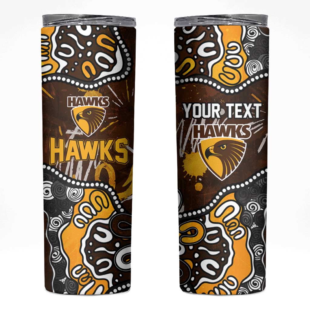 Personalized Hawthorn Hawks Skinny Tumbler Aboriginal Dot Painting Graffiti Style