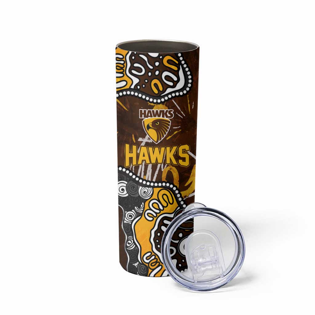 Personalized Hawthorn Hawks Skinny Tumbler Aboriginal Dot Painting Graffiti Style