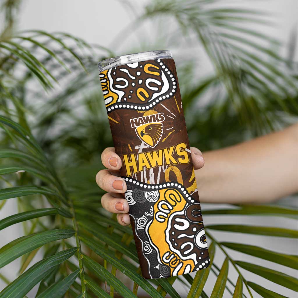 Personalized Hawthorn Hawks Skinny Tumbler Aboriginal Dot Painting Graffiti Style