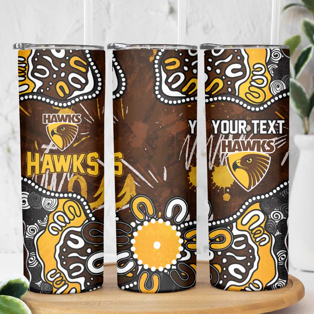Personalized Hawthorn Hawks Skinny Tumbler Aboriginal Dot Painting Graffiti Style