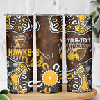 Personalized Hawthorn Hawks Skinny Tumbler Aboriginal Dot Painting Graffiti Style