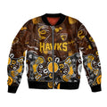 Personalized Hawthorn Hawks Sleeve Zip Bomber Jacket Aboriginal Dot Painting Graffiti Style