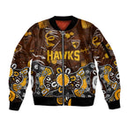 Personalized Hawthorn Hawks Sleeve Zip Bomber Jacket Aboriginal Dot Painting Graffiti Style