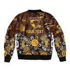 Personalized Hawthorn Hawks Sleeve Zip Bomber Jacket Aboriginal Dot Painting Graffiti Style