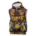 Personalized Hawthorn Hawks Sleeveless Hoodie Aboriginal Dot Painting Graffiti Style