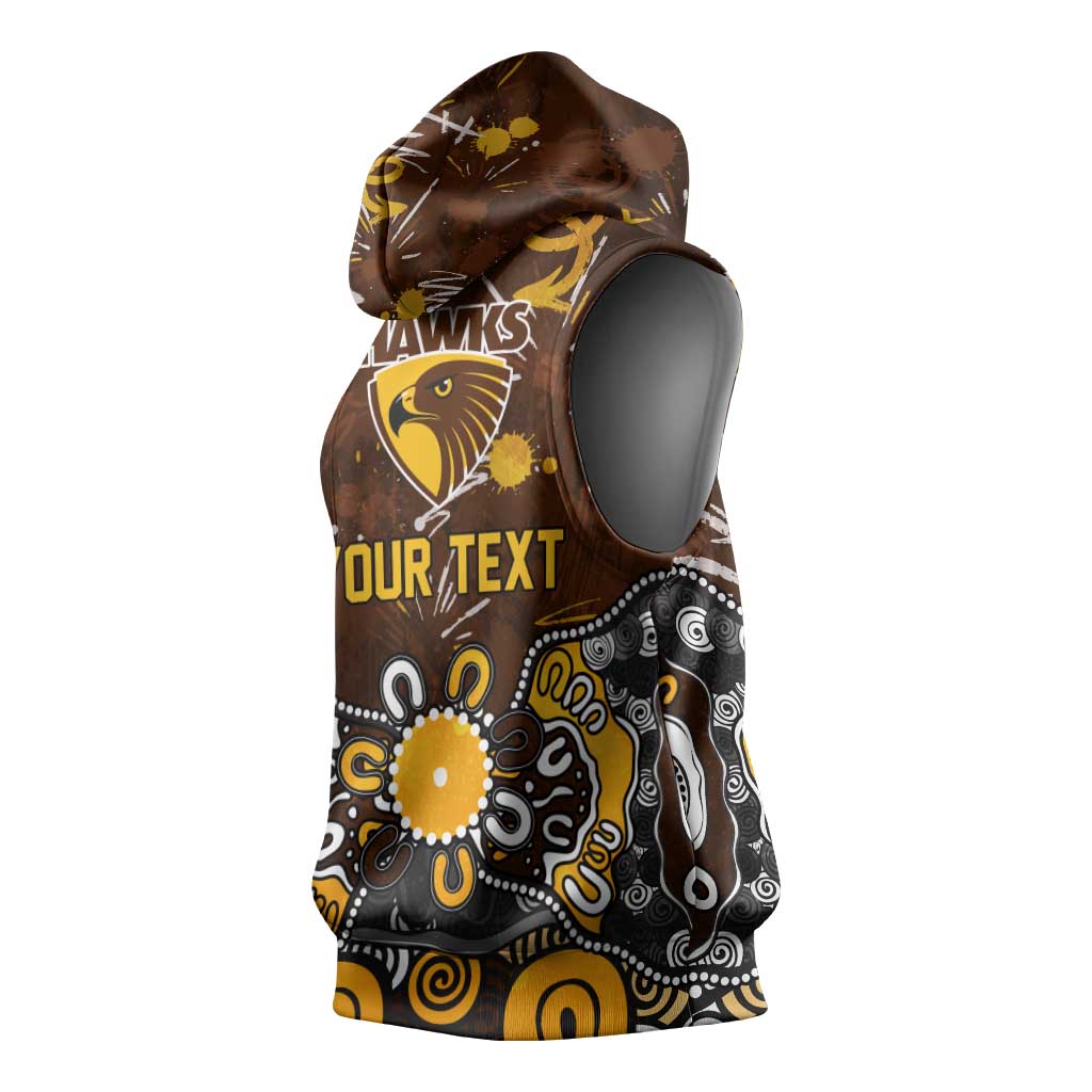 Personalized Hawthorn Hawks Sleeveless Hoodie Aboriginal Dot Painting Graffiti Style